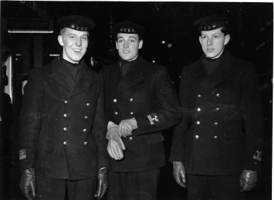 Submarine U3-seamen 1953, spark and two motor men. Photo U3 archives. 