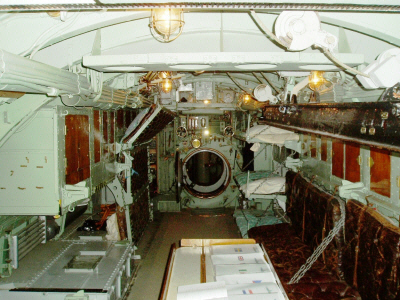 Submarine U3.Torpedo room with crew bunks.