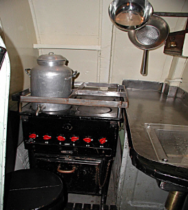 Submarine U3. The Galley in the engine room fore, starboard
